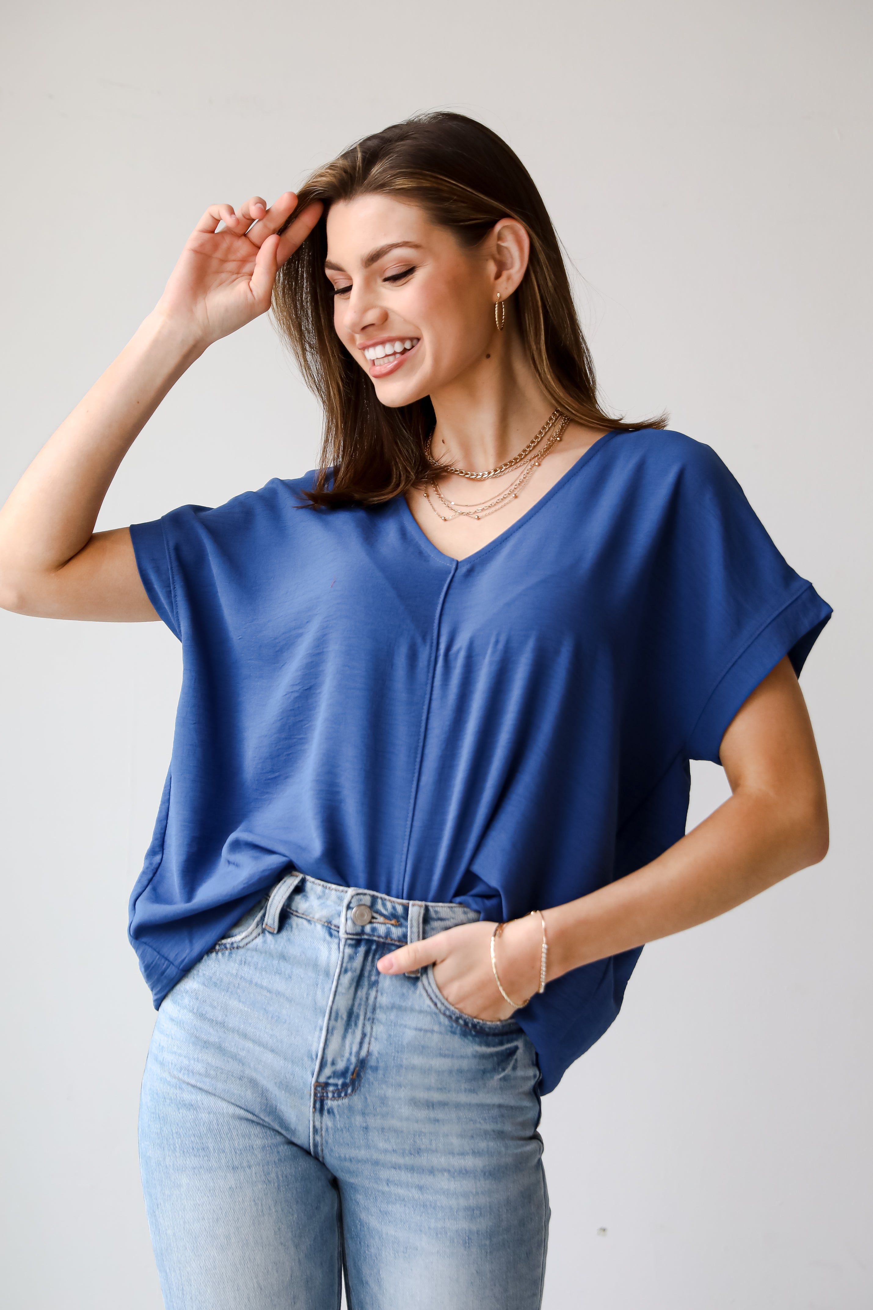 blue basic blouse