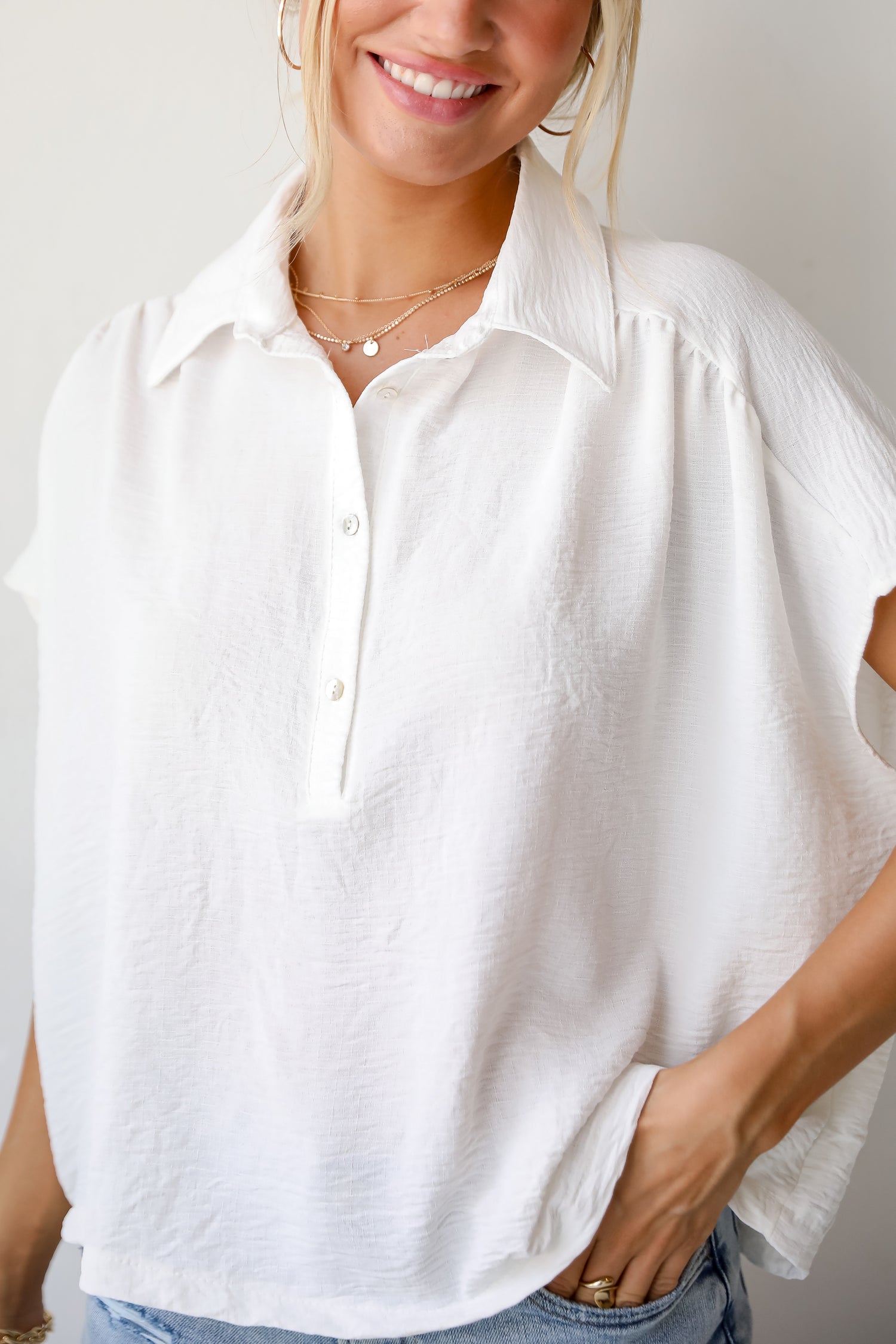 short sleeve White Blouse