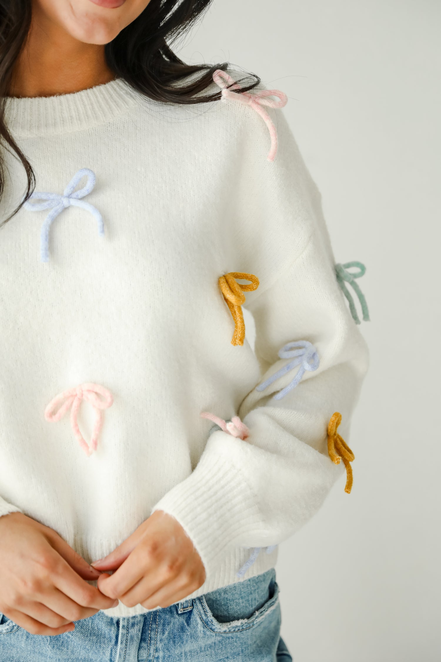 Adorable Concept Off White Bow Sweater