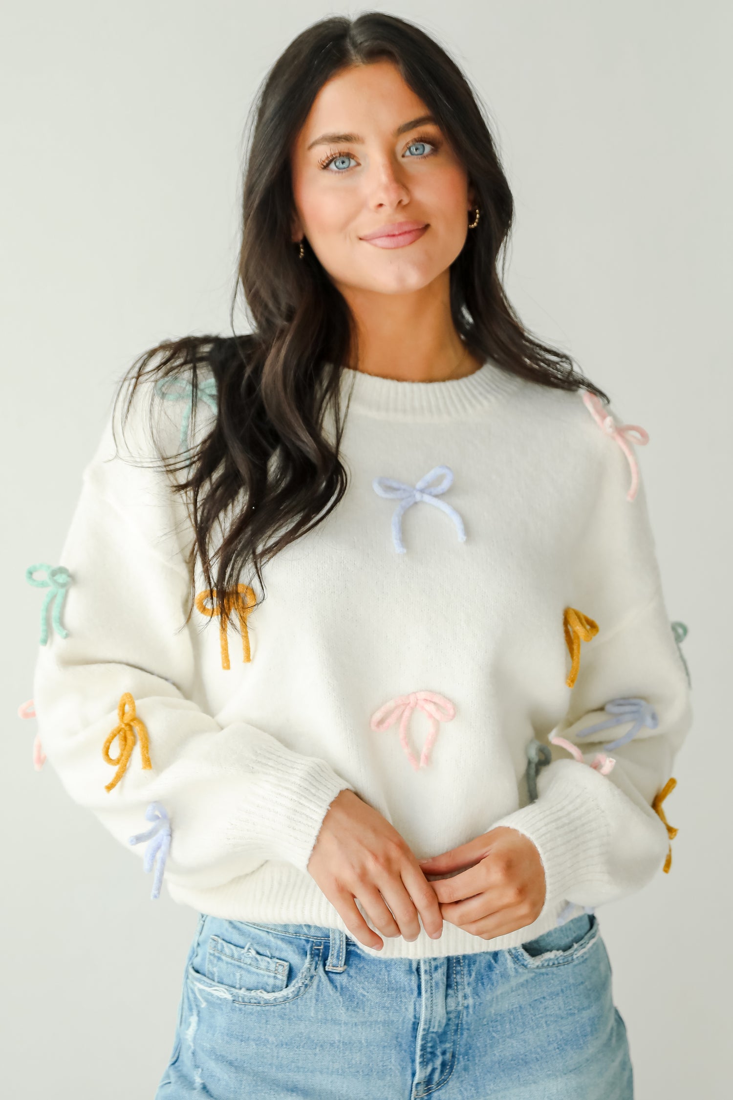 Adorable Concept Off White Bow Sweater