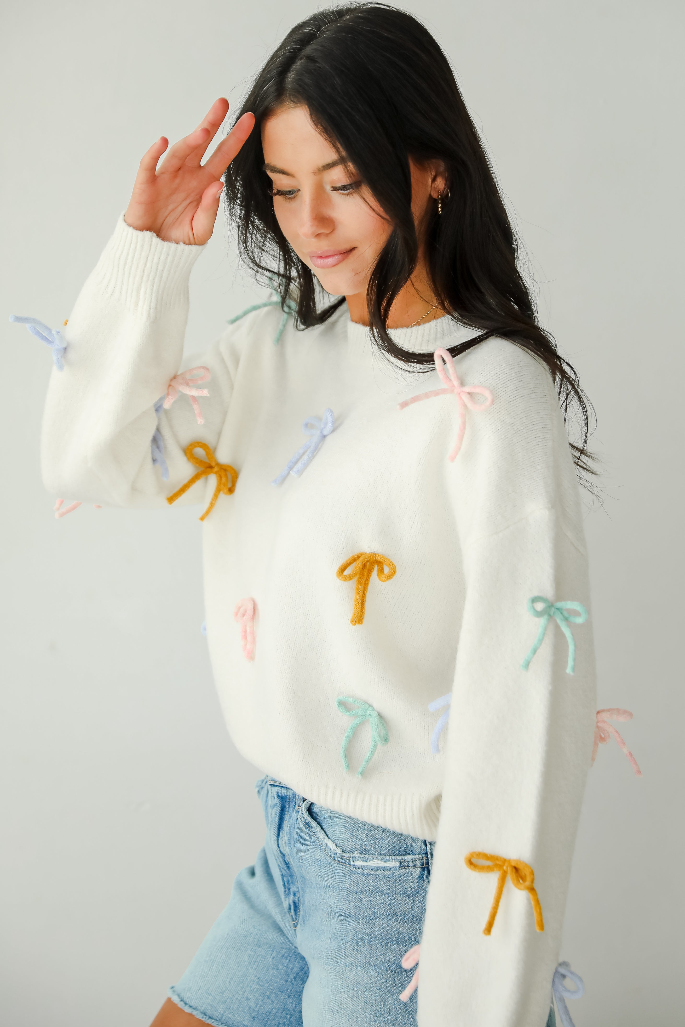 Adorable Concept Off White Bow Sweater