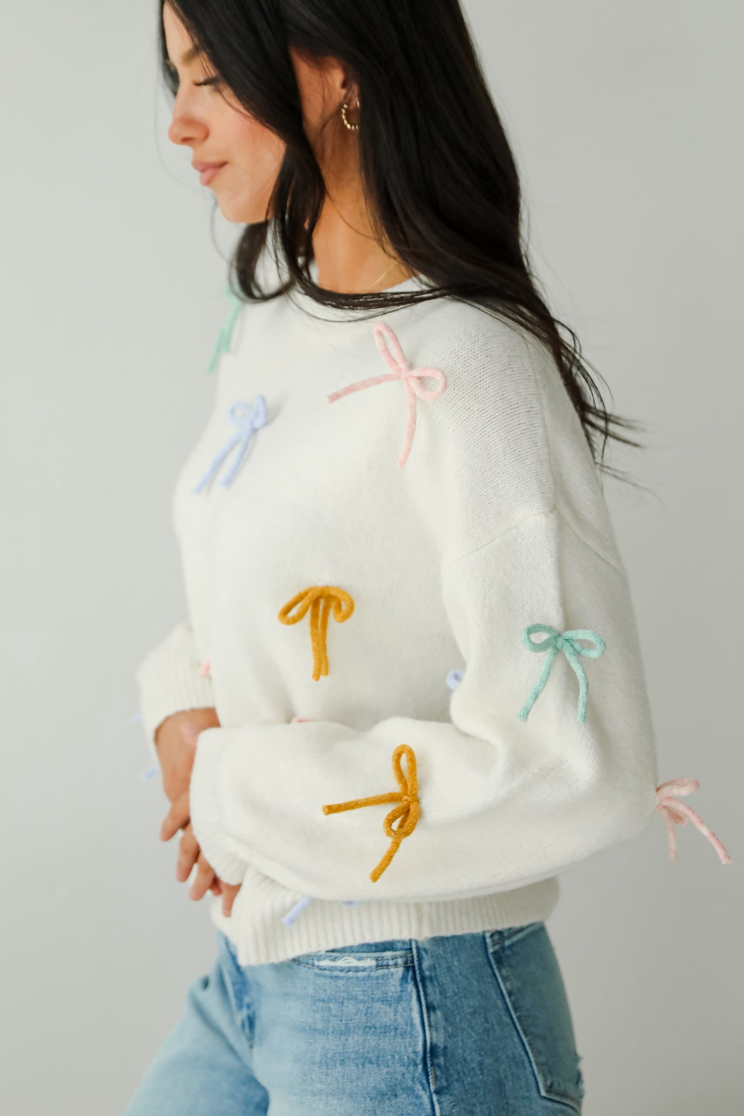 Adorable Concept Off White Bow Sweater