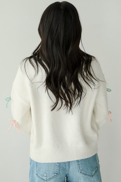 Adorable Concept Off White Bow Sweater