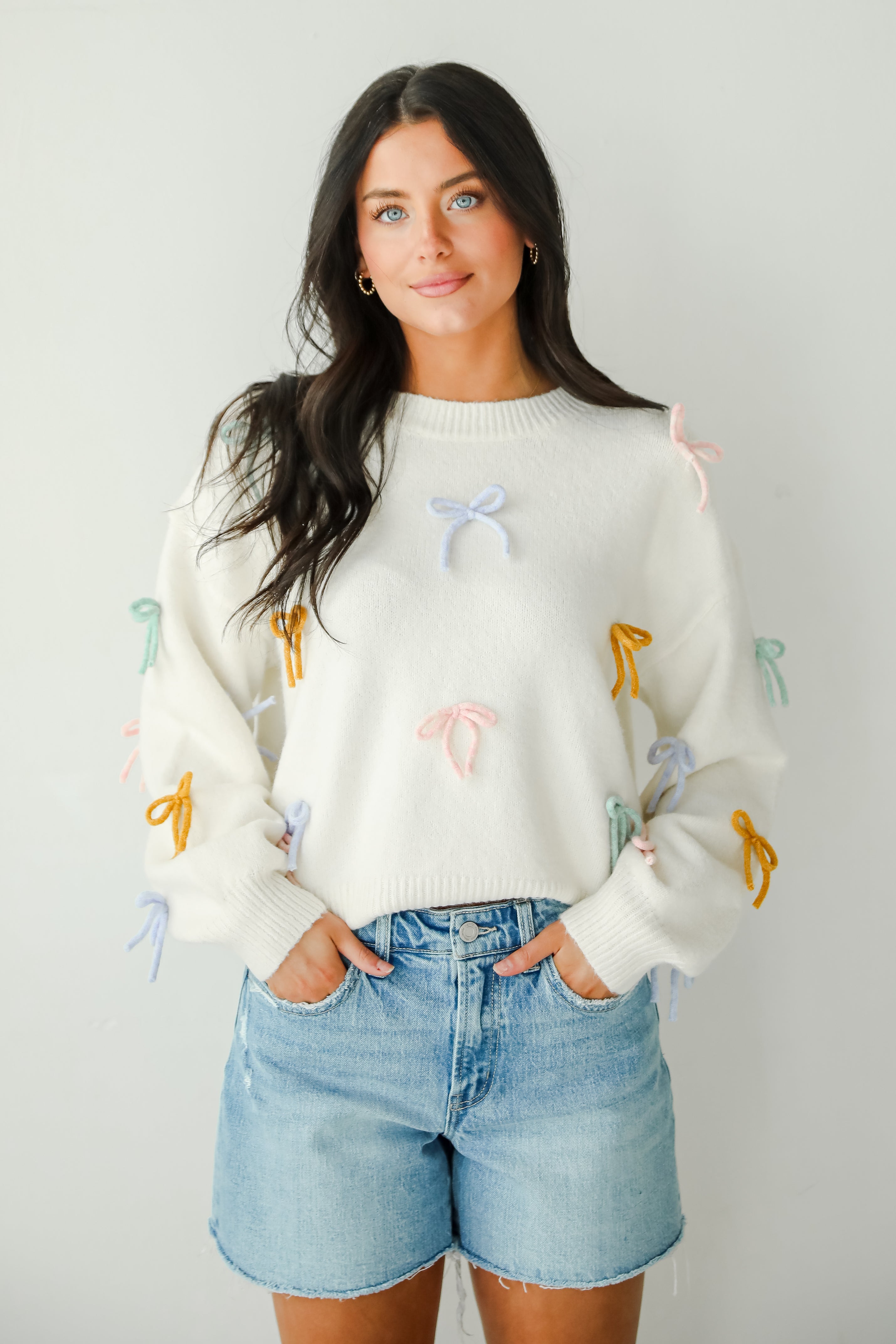 Adorable Concept Off White Bow Sweater