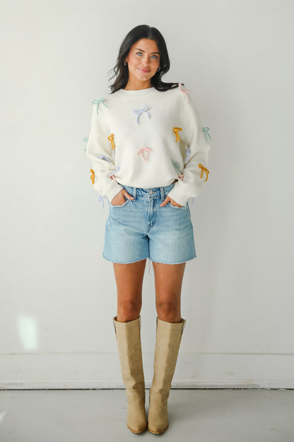 Adorable Concept Off White Bow Sweater