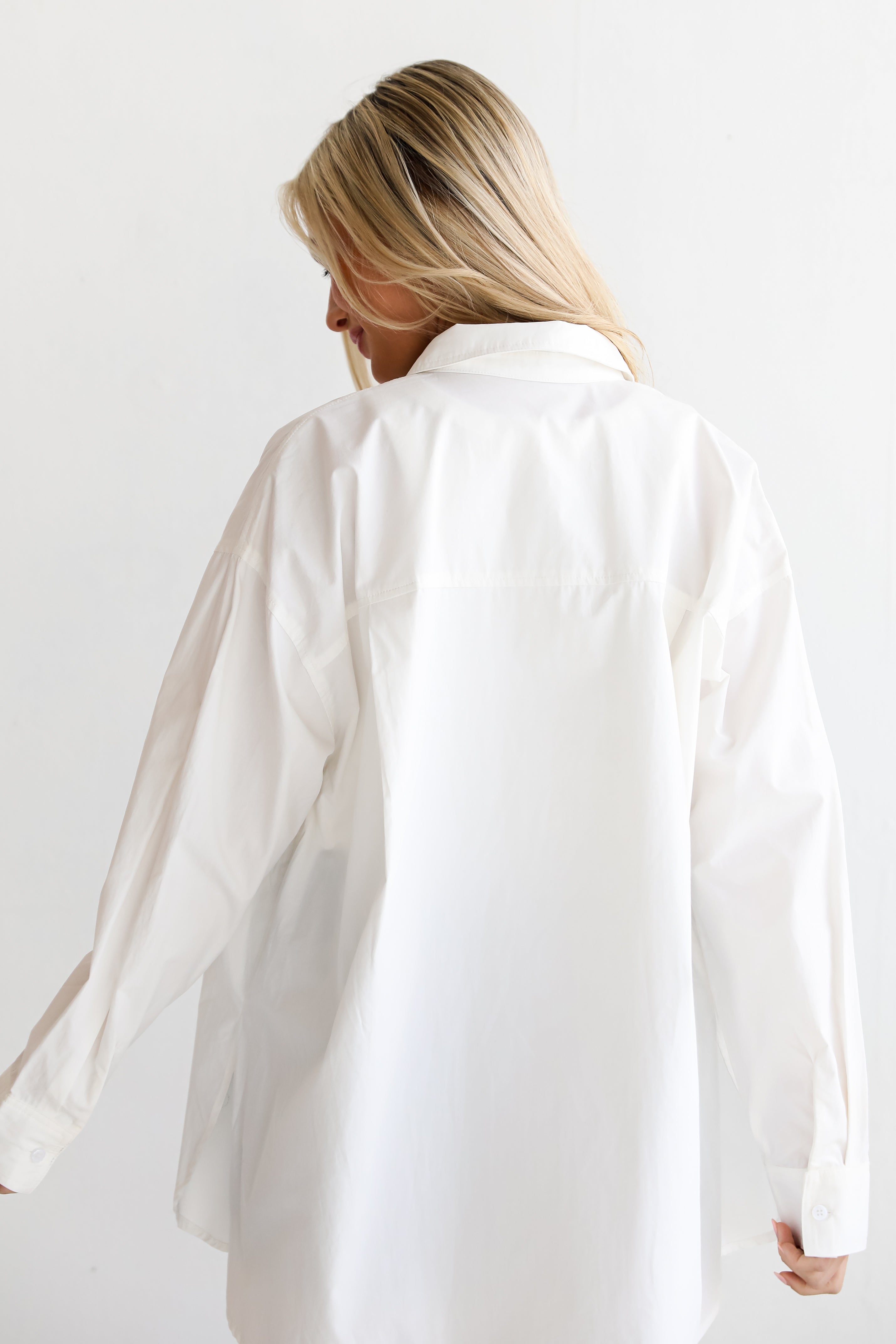 oversized White Button-Up Blouse for women