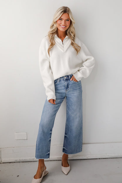 Simply Elevated White Collared Sweater