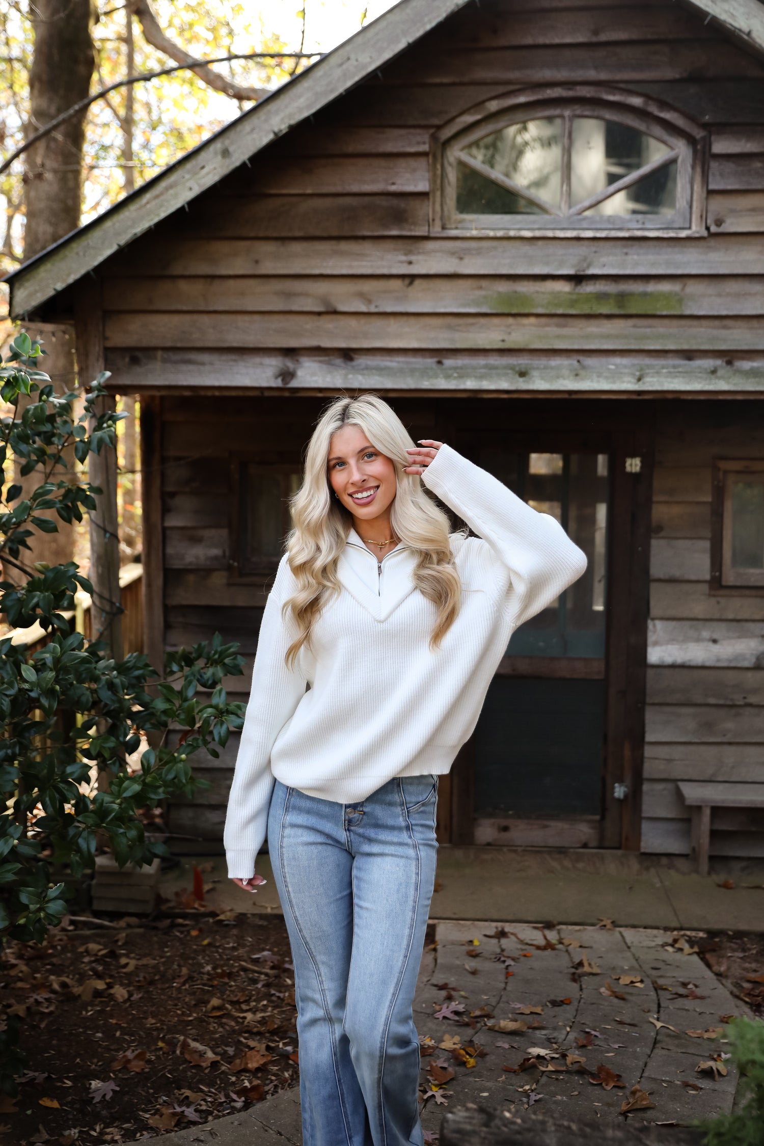 Simply Elevated White Collared Sweater