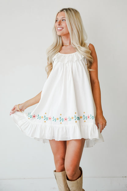 Garden Cutie Floral Embroidered Mini Dress