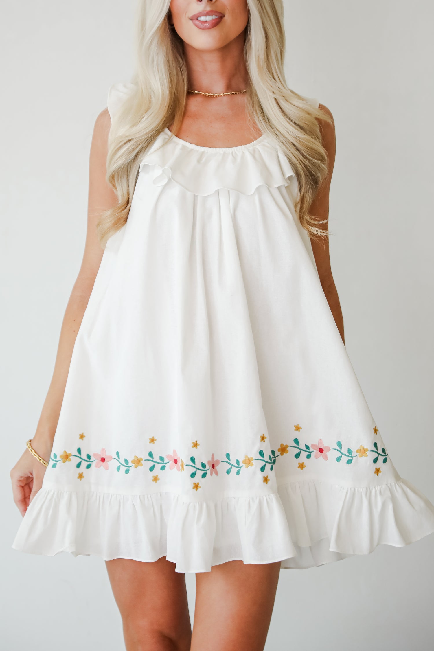 Garden Cutie Floral Embroidered Mini Dress