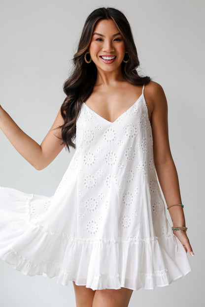 Sweet Sunlover White Eyelet Mini Dress