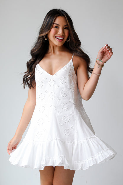 Sweet Sunlover White Eyelet Mini Dress