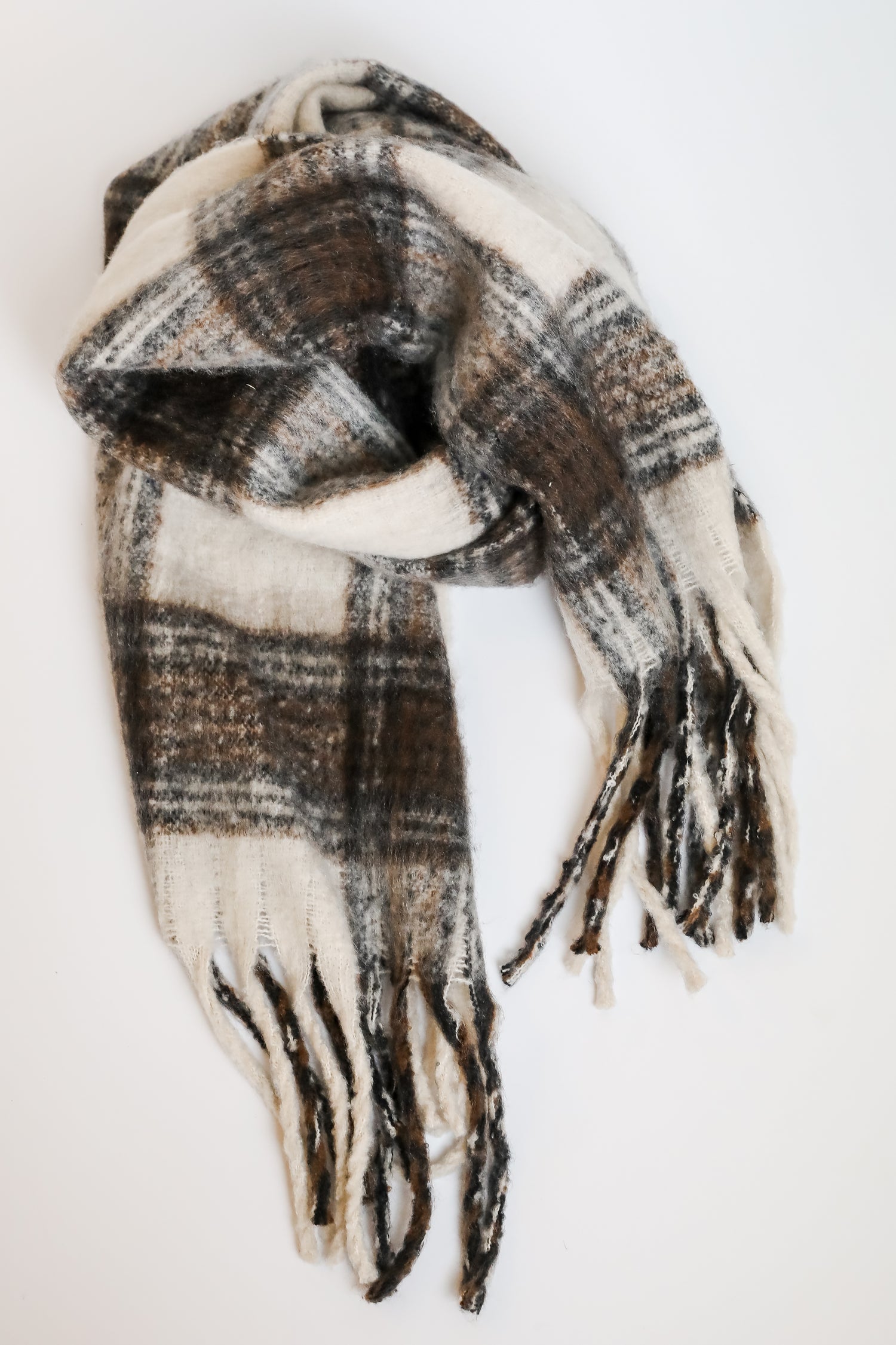 Snuggly Elevation Plaid Fringe Scarf