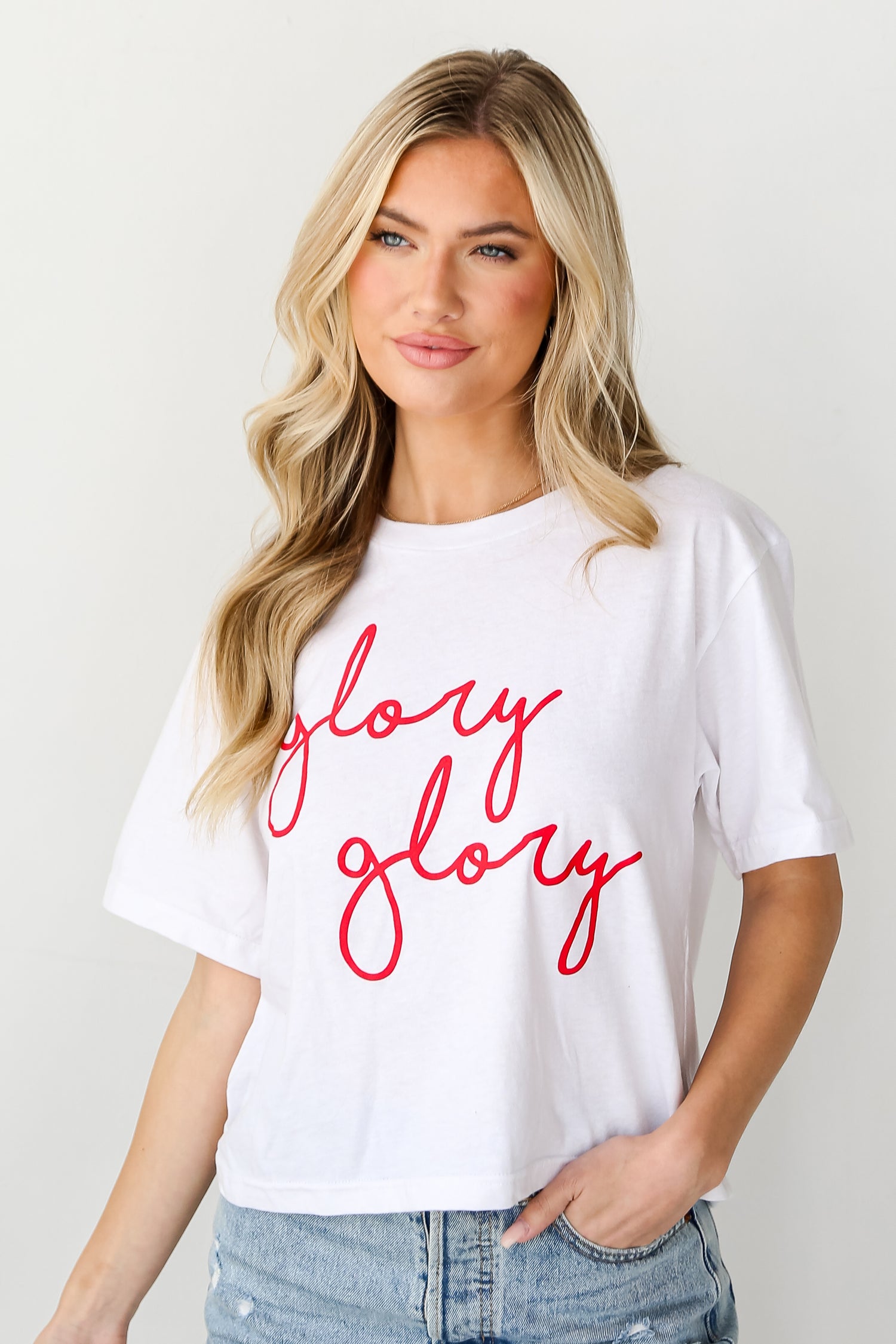 White Glory Glory Cropped Tee