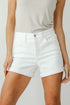 Rebecca High-Rise Double Cuff White Denim Shorts