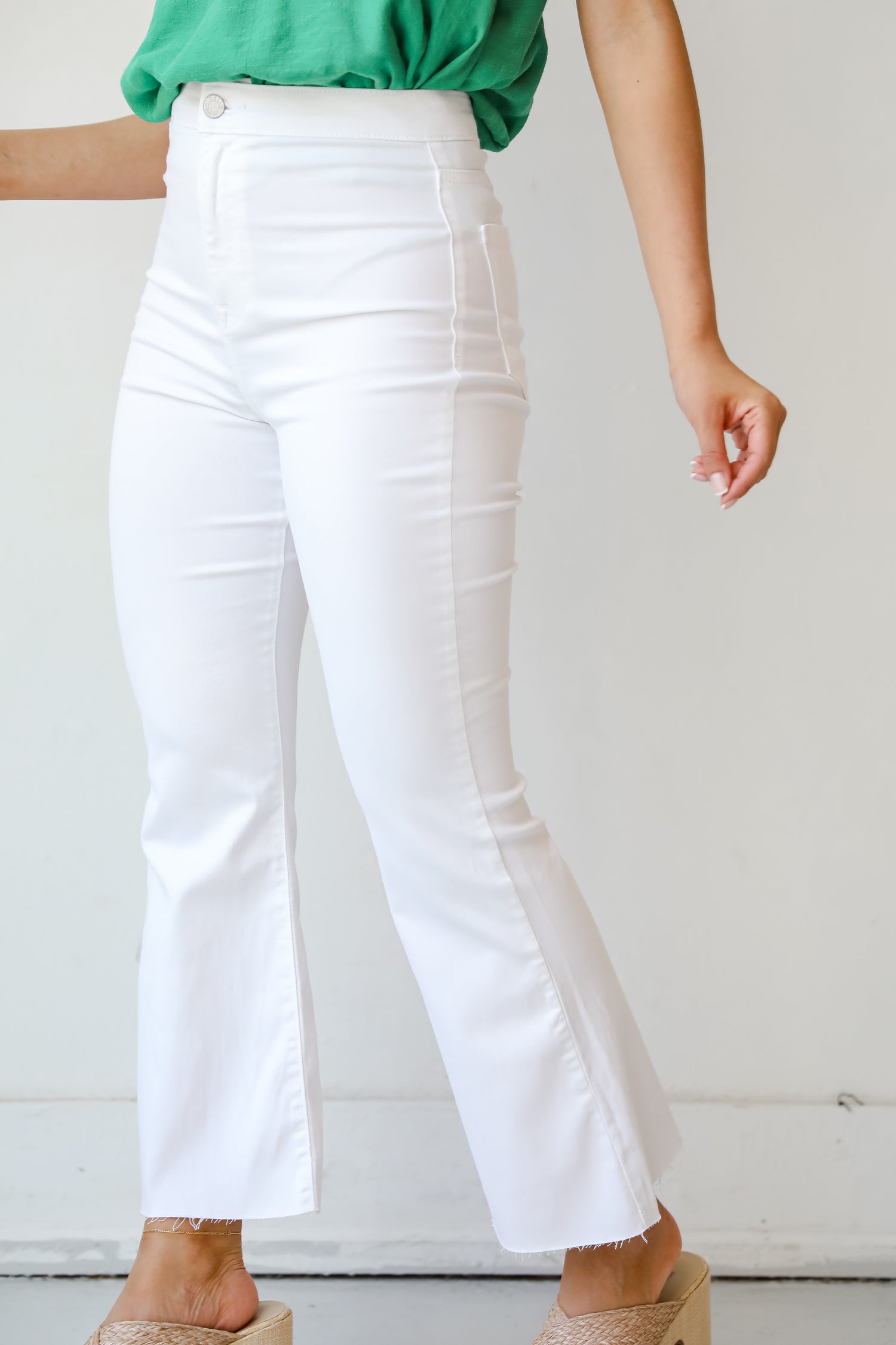 white flare jeans