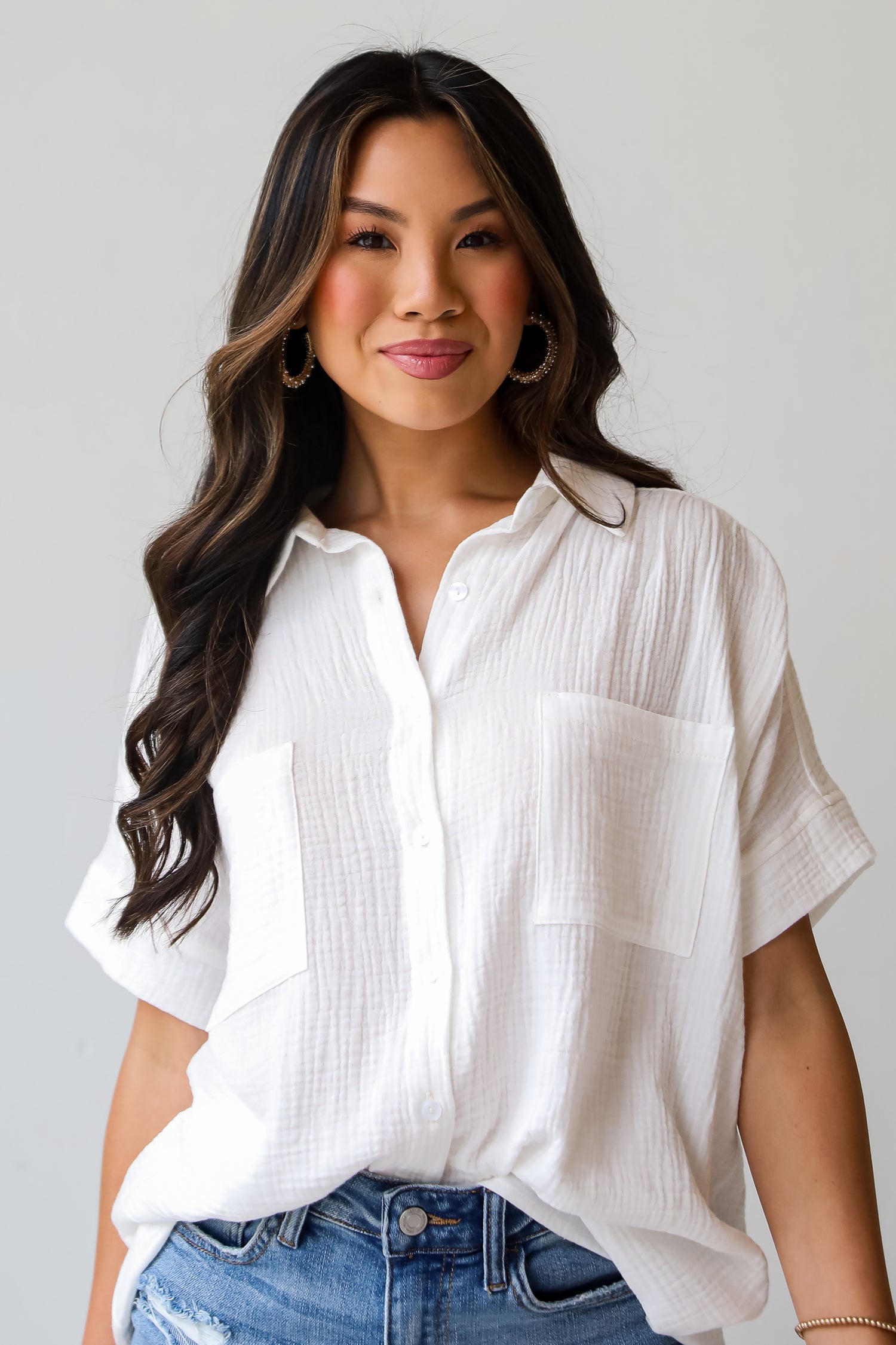 Sun-Drenched Sweetie Ivory Linen Blouse