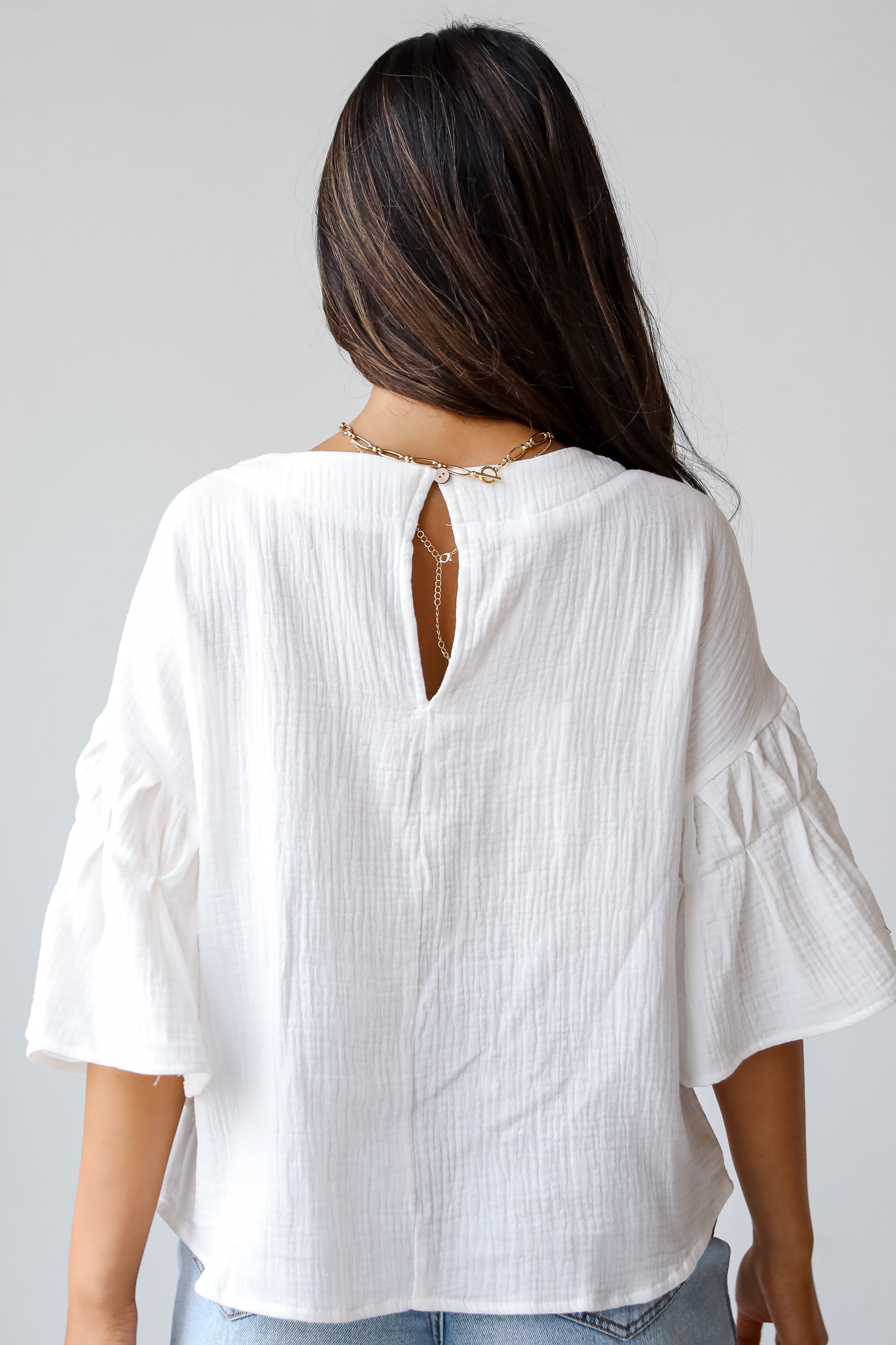 Bright Affection White Linen Blouse