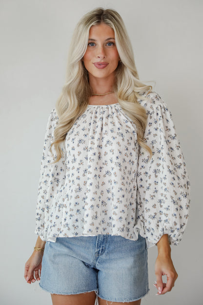 Spring Invite White Linen Floral Blouse