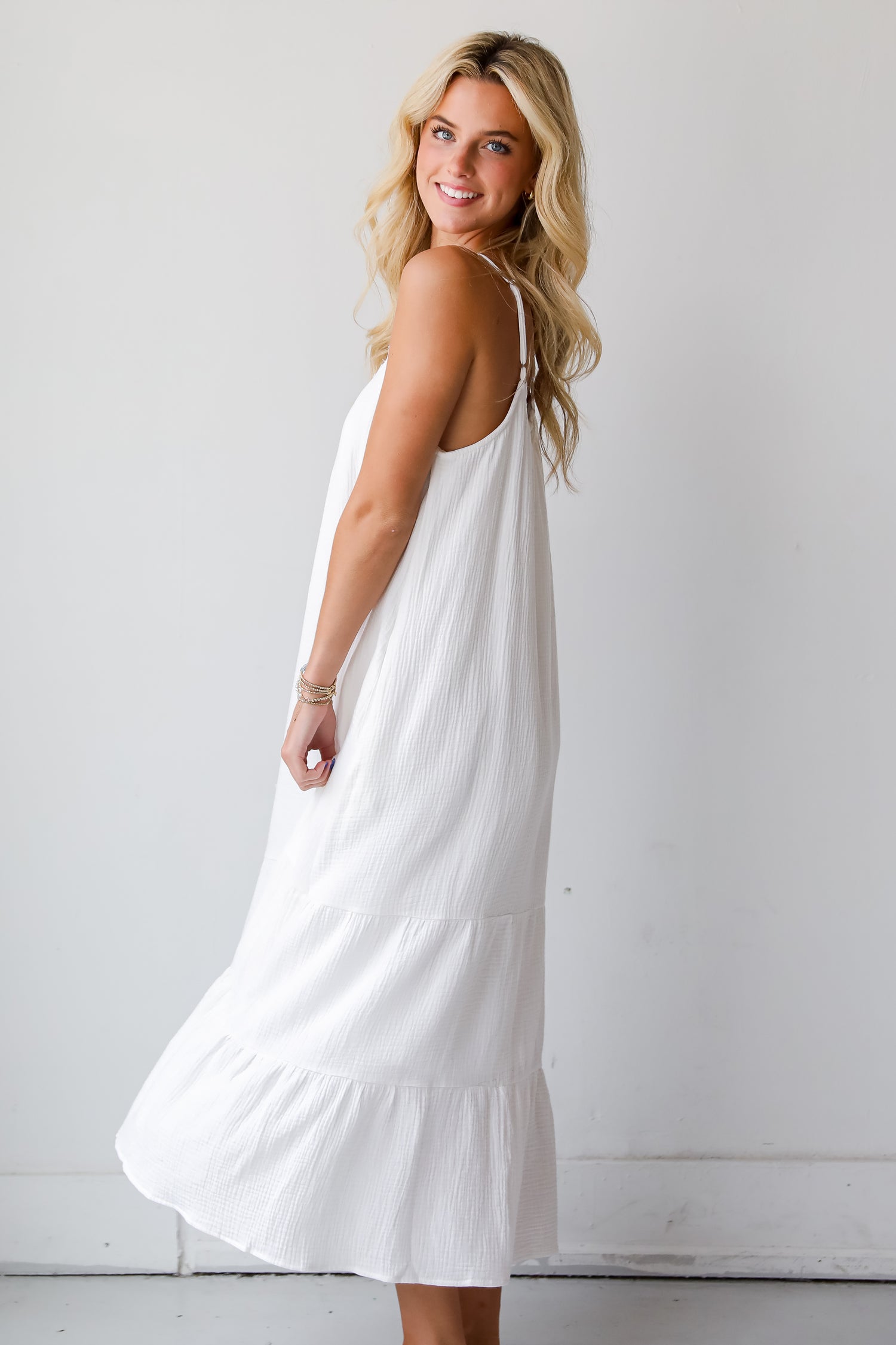 Sunkissed Cutie White Linen Maxi Dress