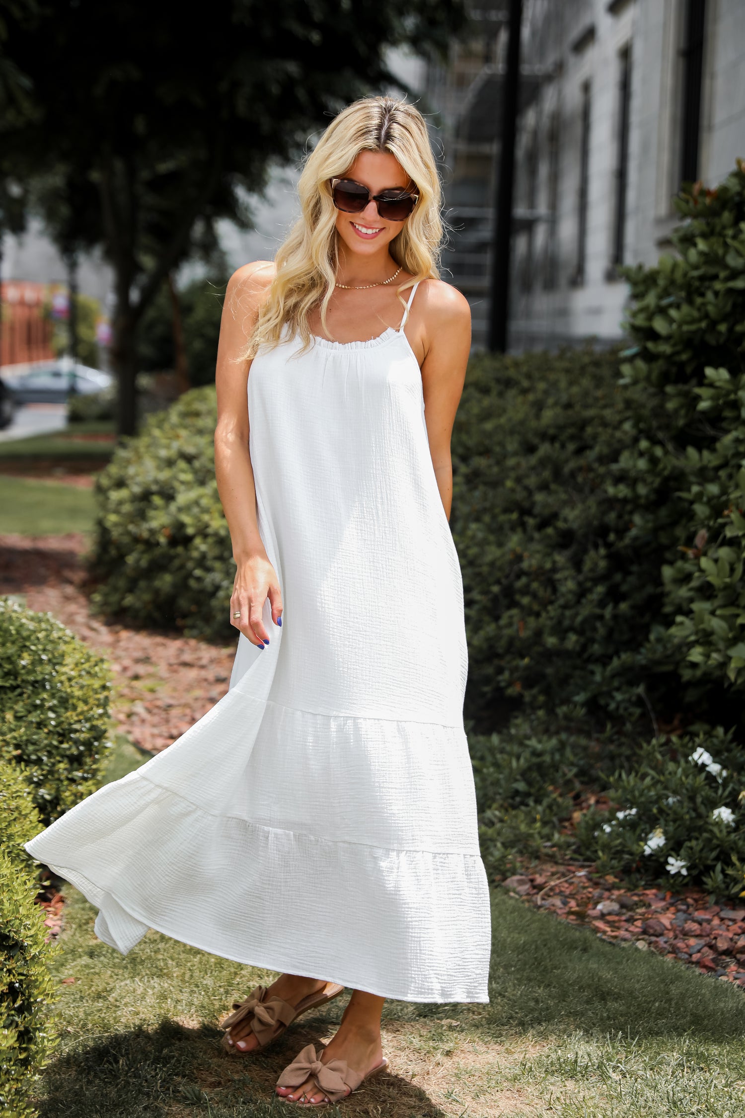 Sunkissed Cutie White Linen Maxi Dress