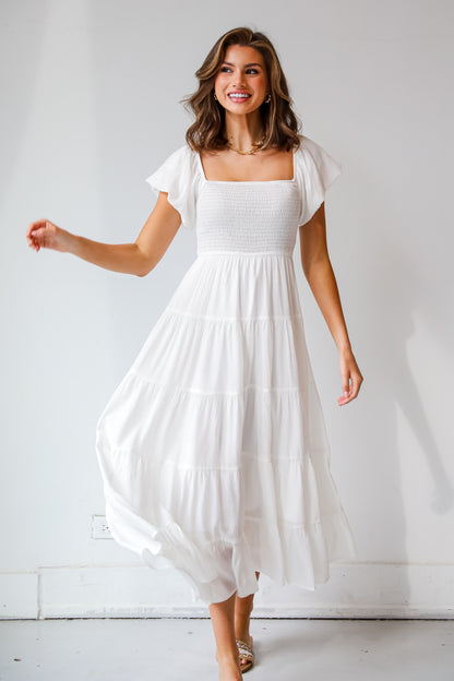 White Tiered Maxi Dress