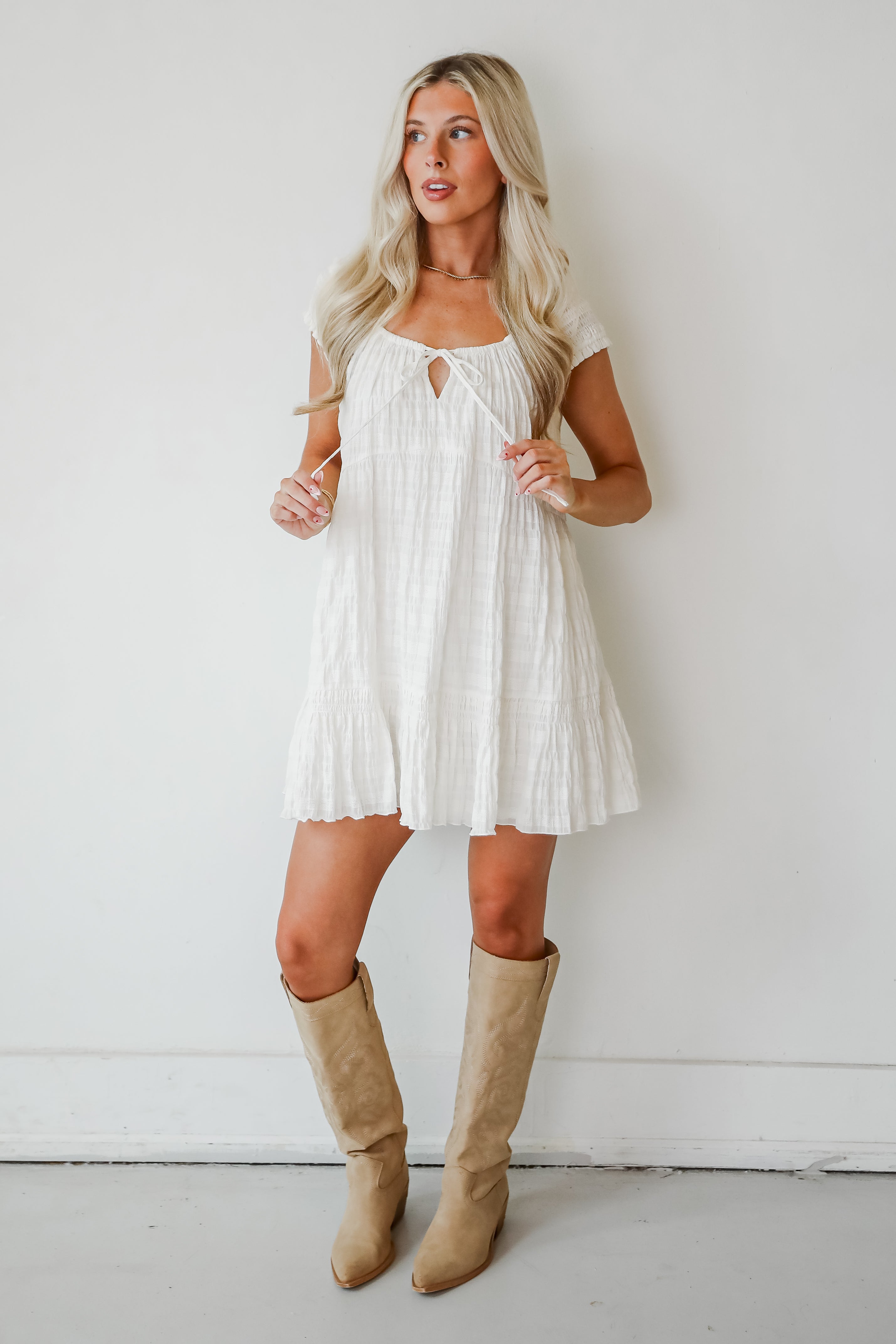 Positively Beloved White Mini Dress