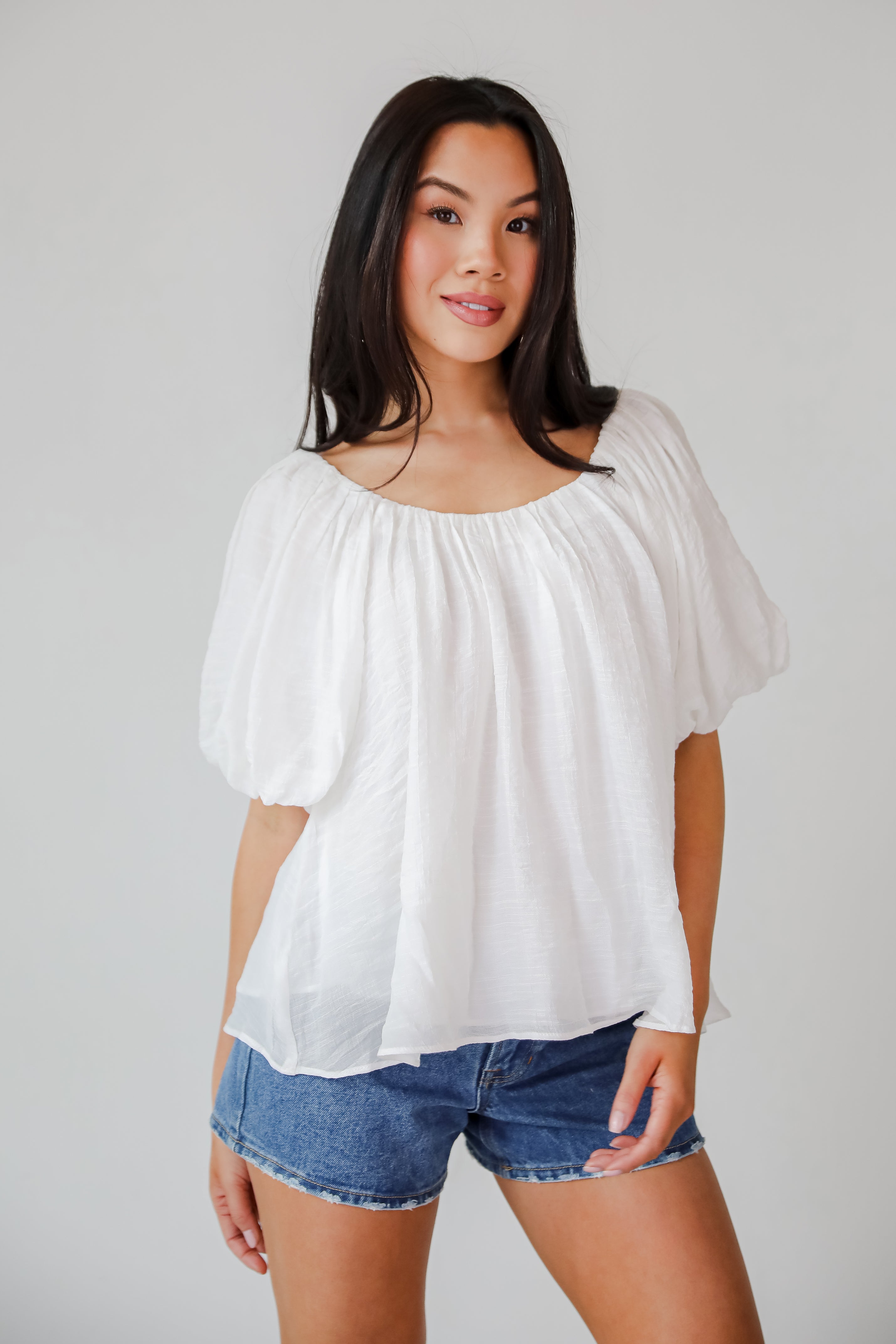 Simply Pretty White Puff Sleeve Blouse