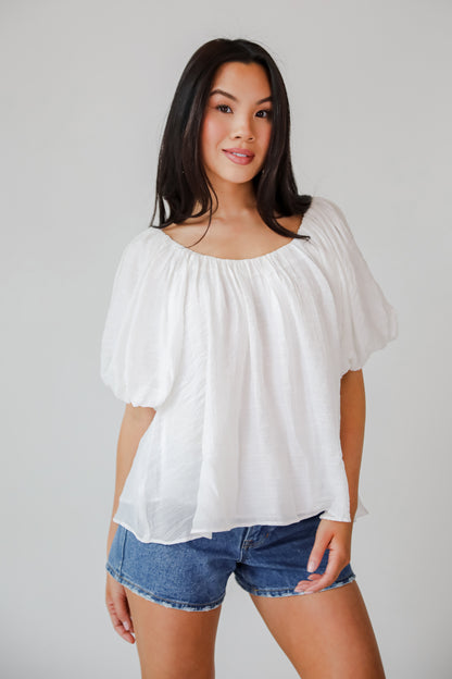 Simply Pretty White Puff Sleeve Blouse