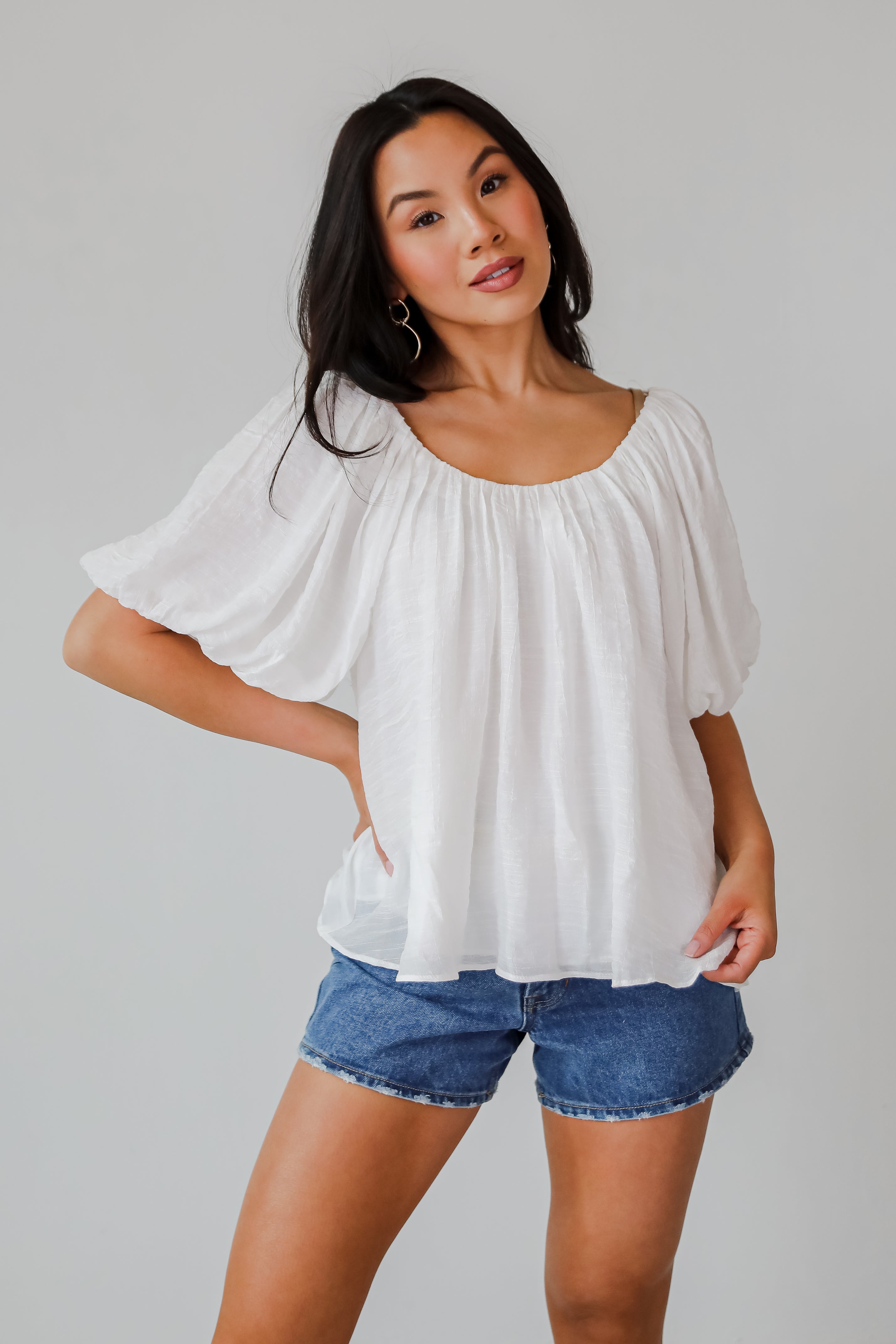 Simply Pretty White Puff Sleeve Blouse