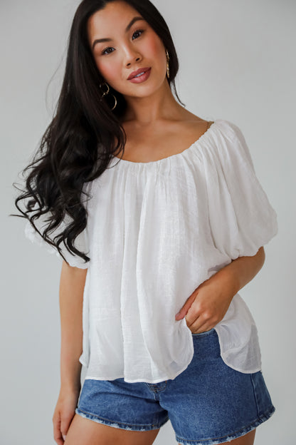 Simply Pretty White Puff Sleeve Blouse