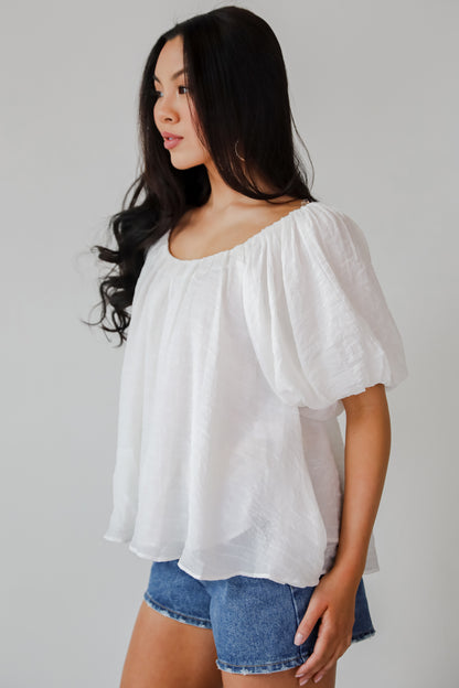 Simply Pretty White Puff Sleeve Blouse