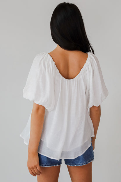 Simply Pretty White Puff Sleeve Blouse