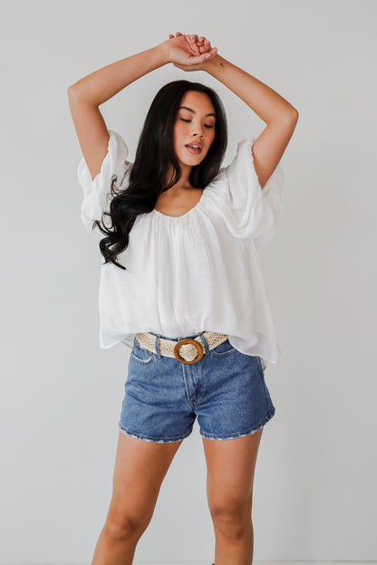 Simply Pretty White Puff Sleeve Blouse