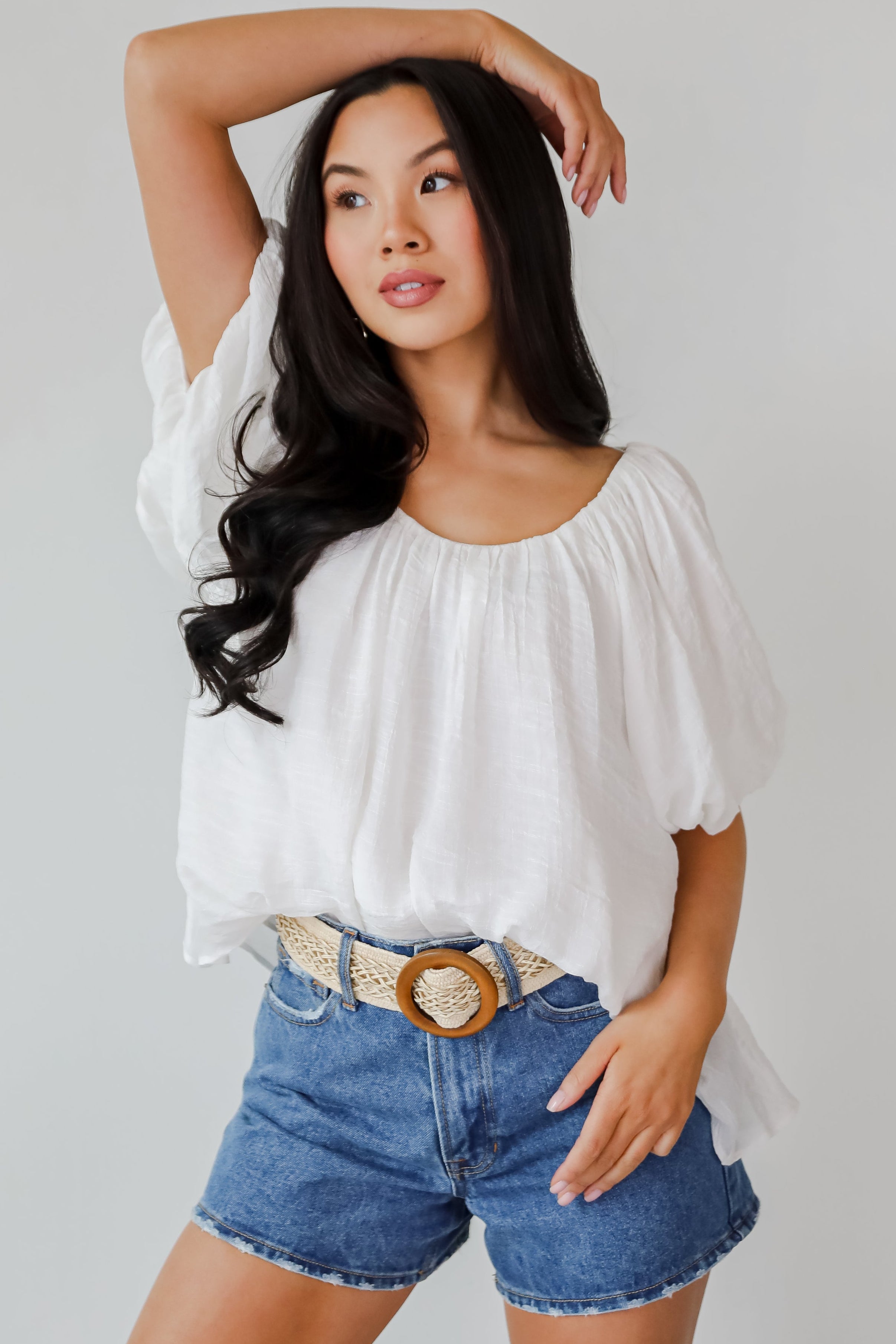 Simply Pretty White Puff Sleeve Blouse