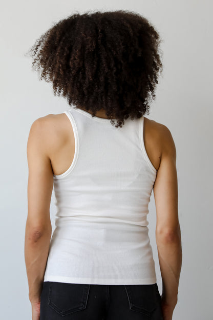 Elaine Everyday White Ribbed Tank