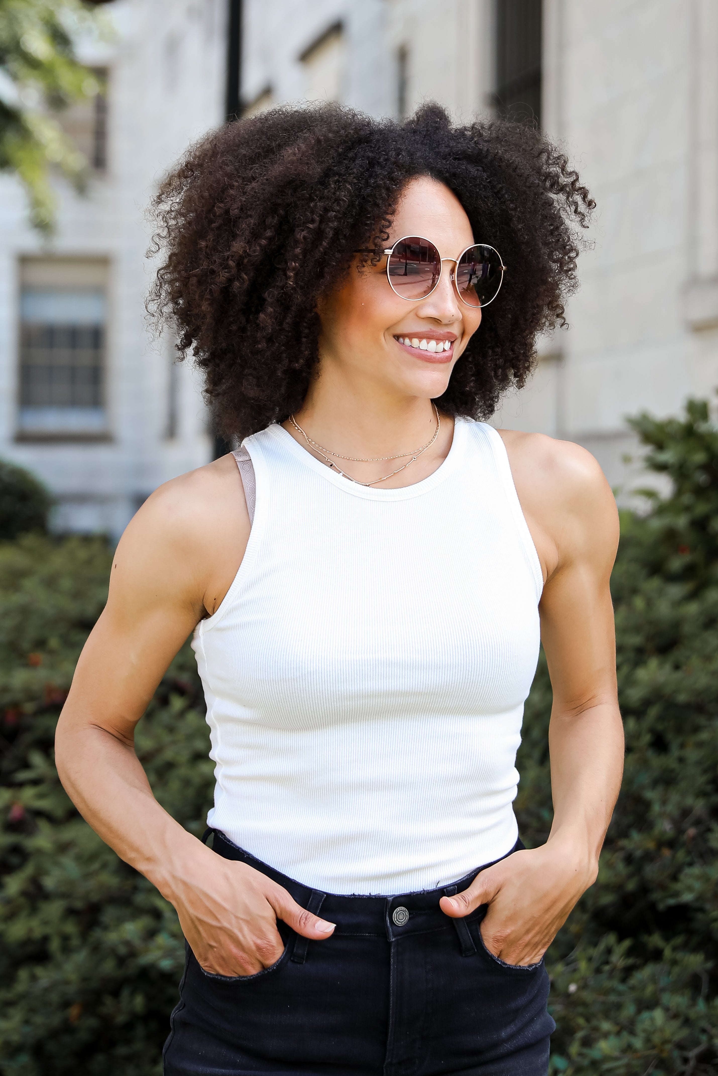 Elaine Everyday White Ribbed Tank