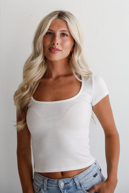 Harley Ivory Ribbed Tee