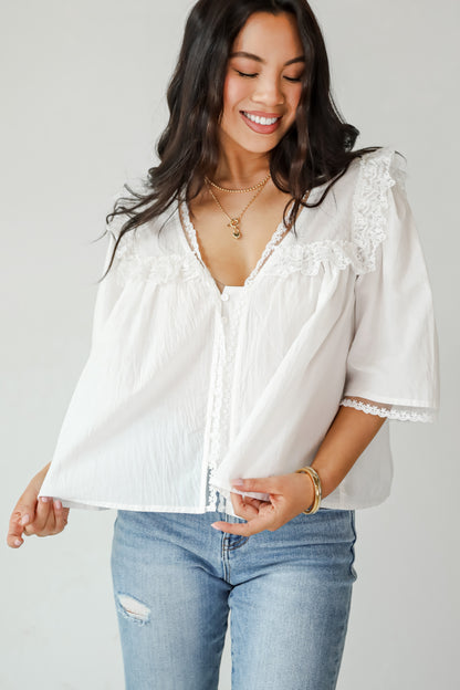 Incredible Love White Ruffle Blouse