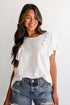 Admiring Cutie Off White Ruffle Blouse