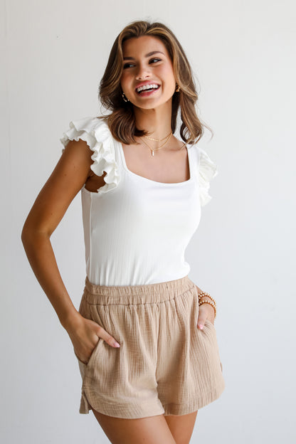 White Ruffle Tank