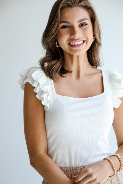 White Ruffle Tank