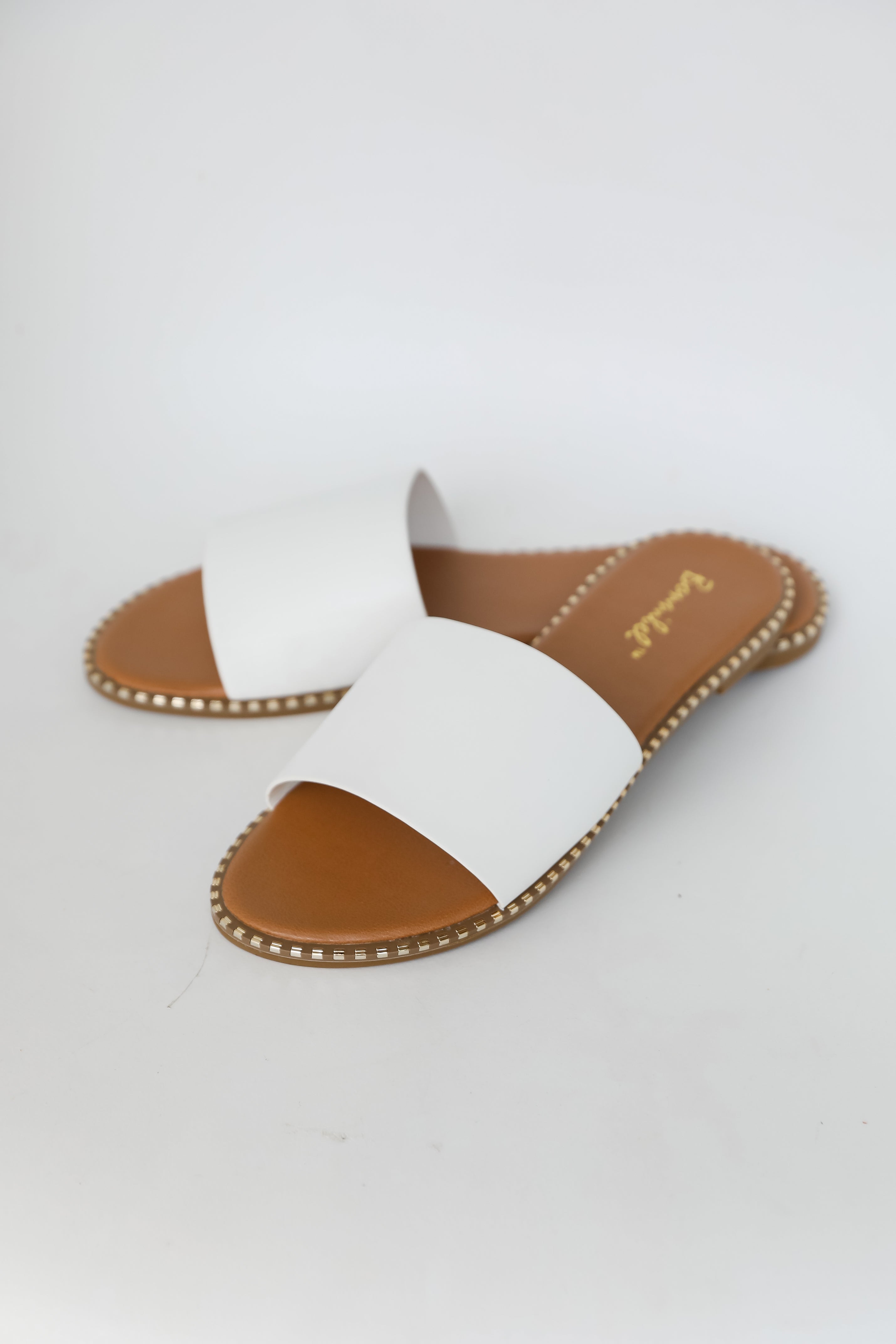 White Slide Sandals