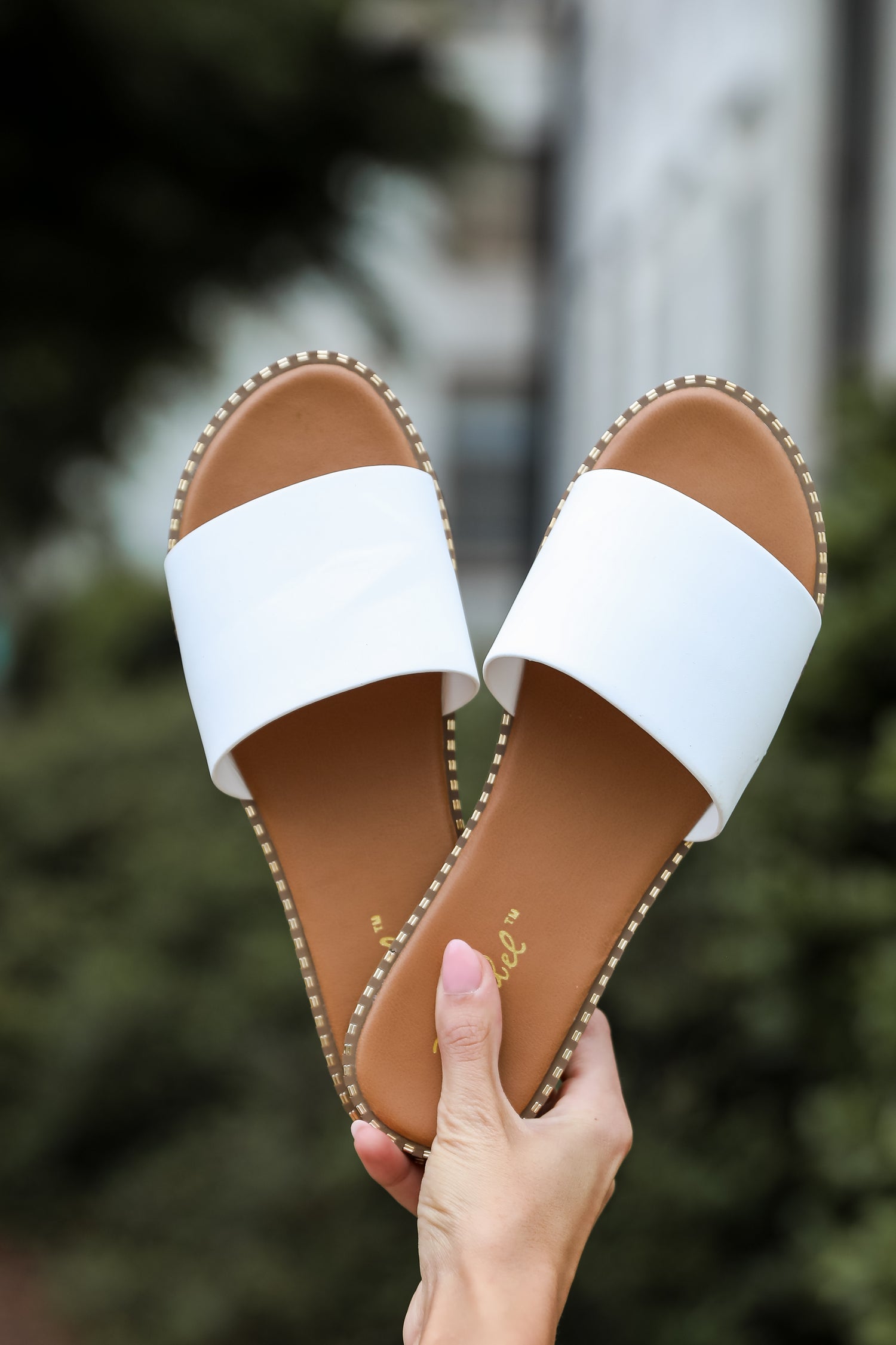 White Slide Sandals