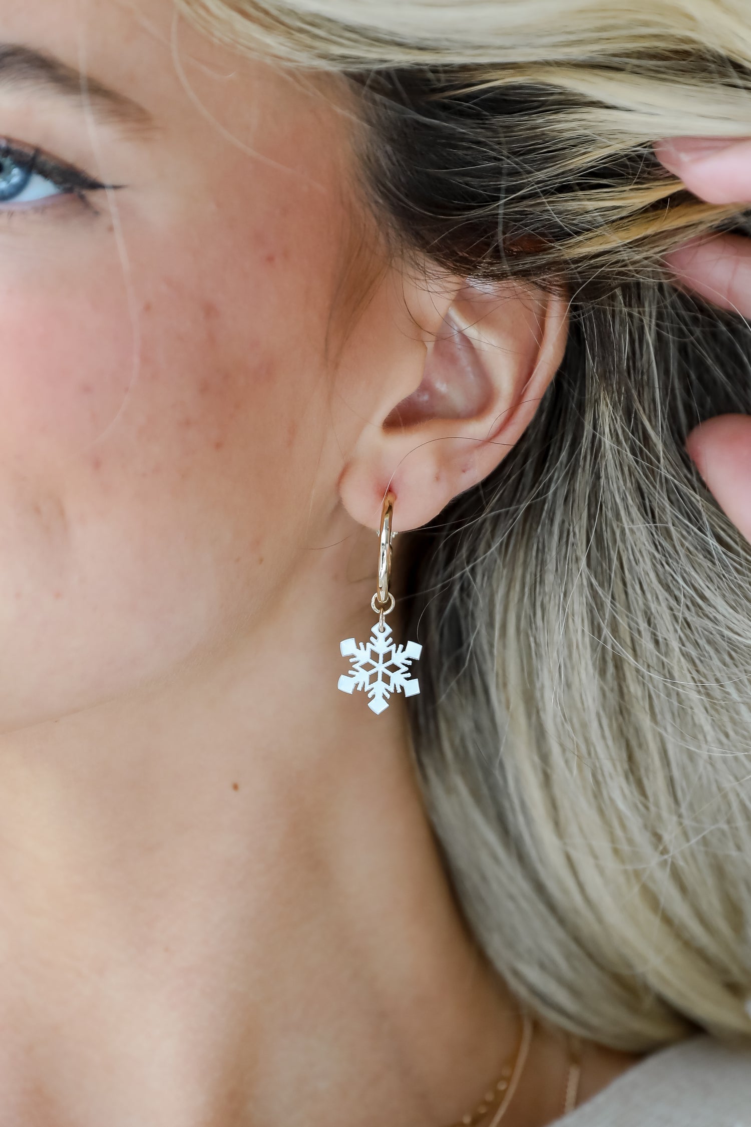 Natalie White Snowflake Drop Earrings