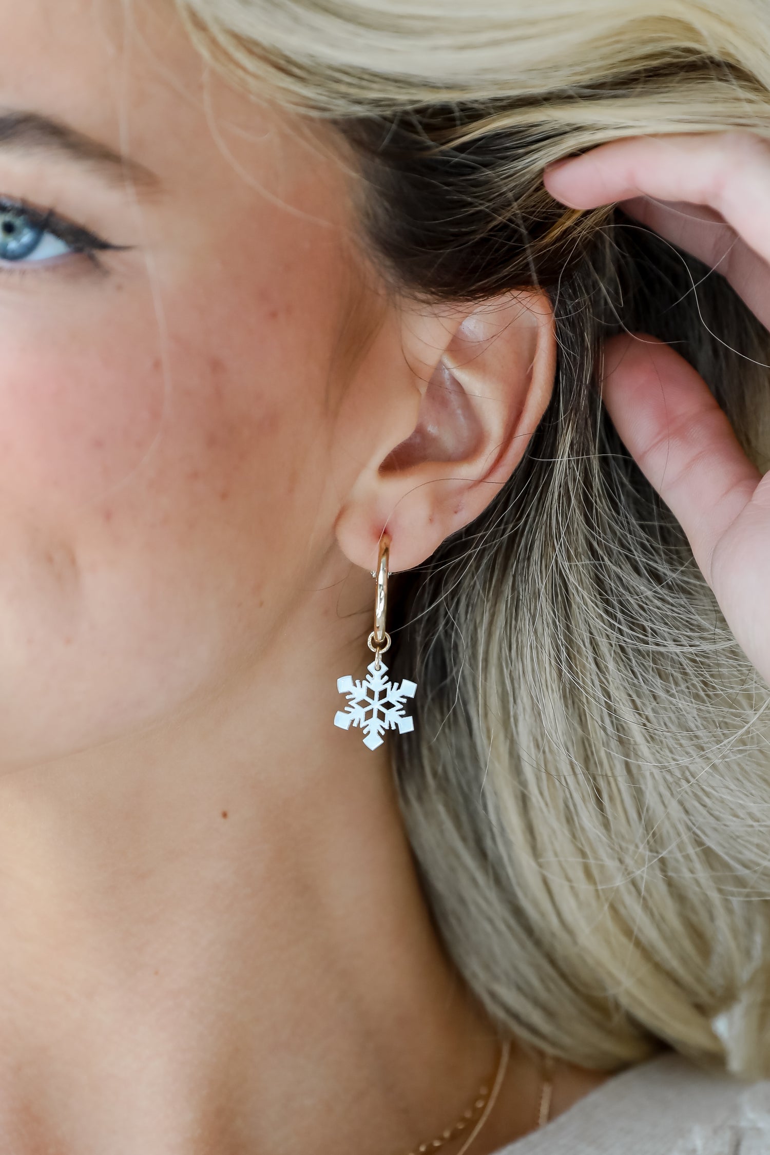 Natalie White Snowflake Drop Earrings