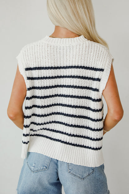 Real Allure White Striped Knit Top