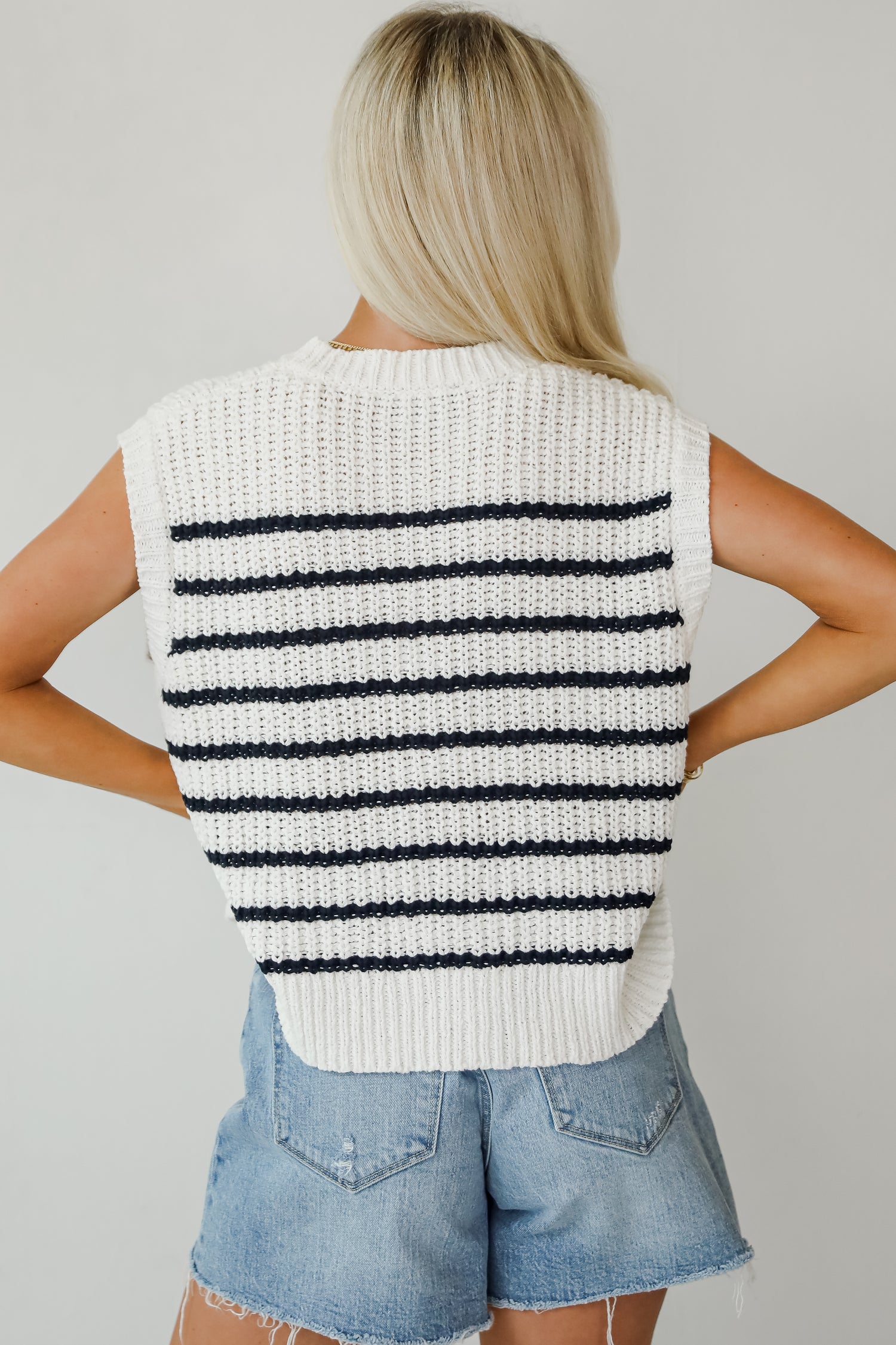 Real Allure White Striped Knit Top