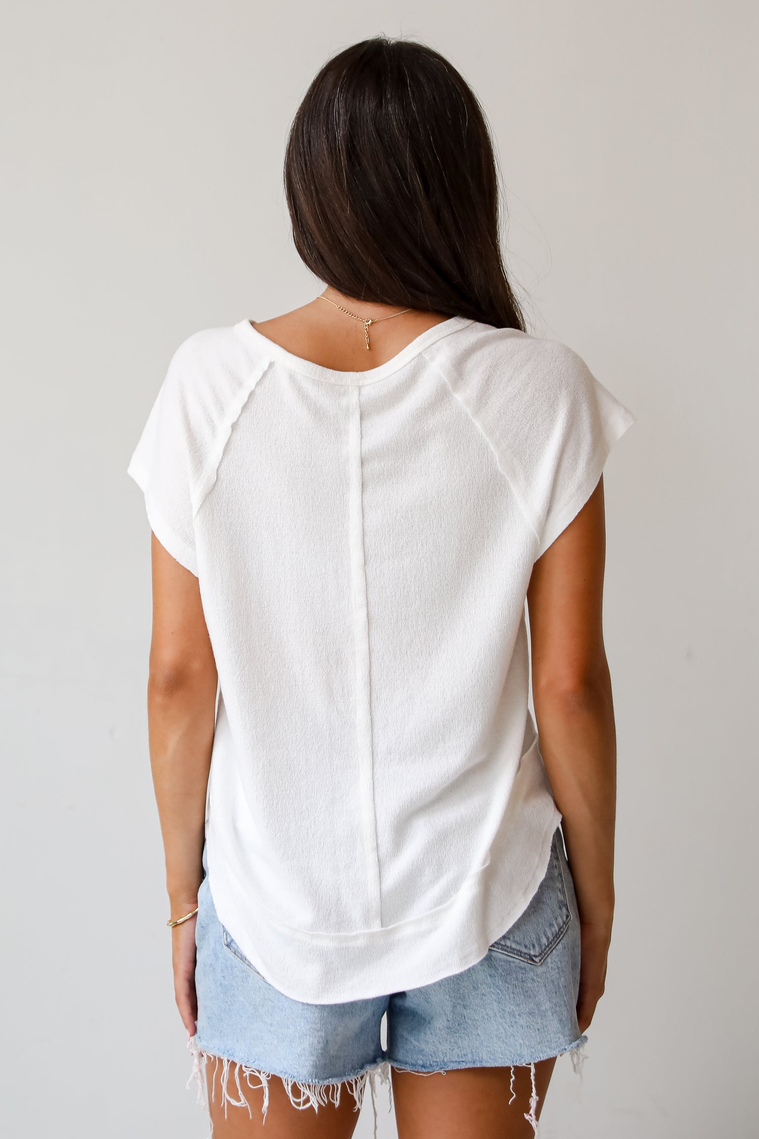 Kaylee White Knit Henley Tee