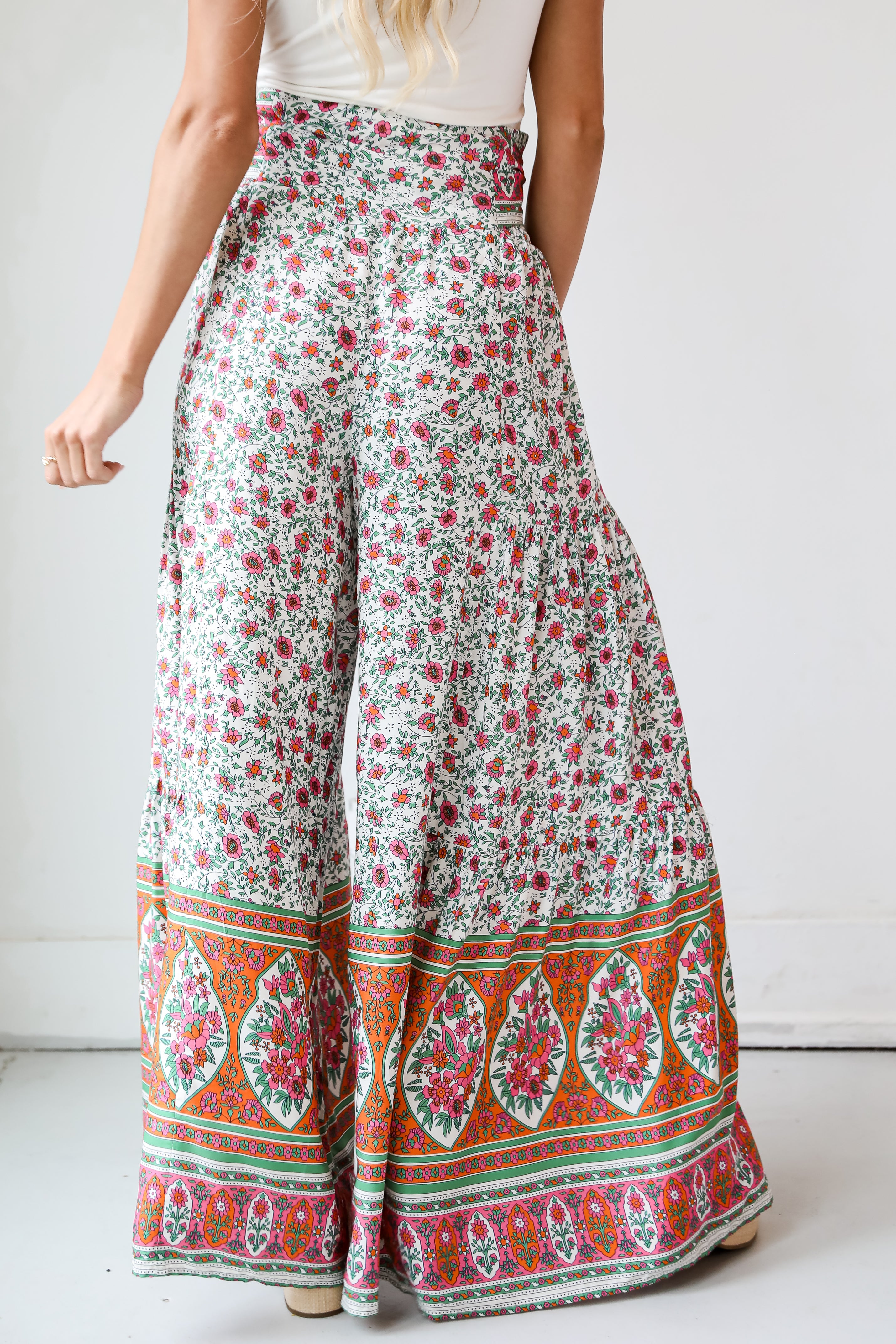 womens Floral Wide Leg Pants